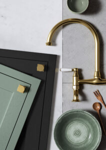 Belgravia Reed Green and Cannon Black in-frame kitchen detail — Rooskey Kitchens, Co. Roscommon