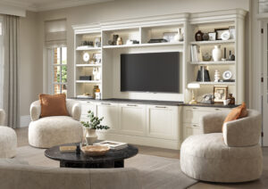 Media wall and living room cabinetry by Rooskey Kitchens