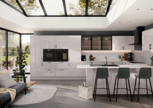 Plana Pure Gloss Cashmere handleless kitchen — Rooskey Kitchens, Co. Roscommon