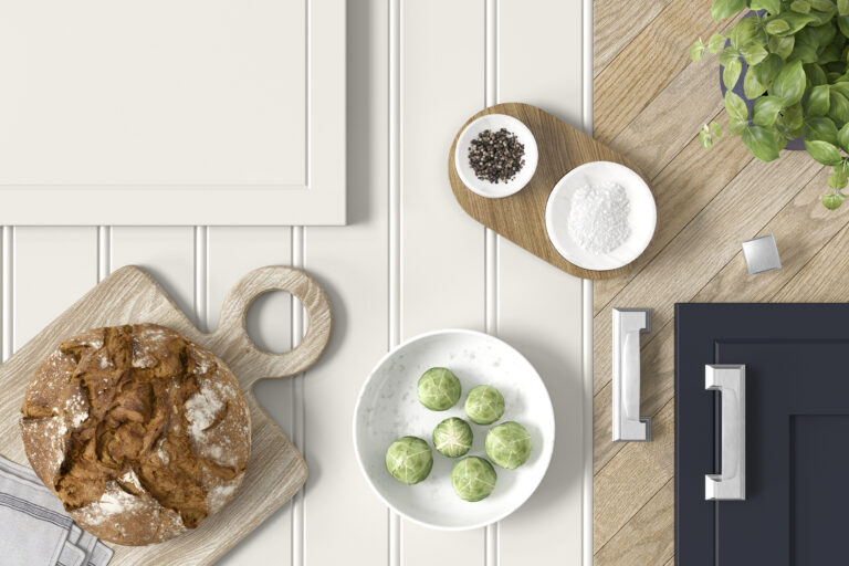 Classic kitchen materials and marble worktop samples by Rooskey Kitchens
